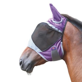 Shires Equestrian Deluxe Fly Mask with Ears (X-Full, Purple)