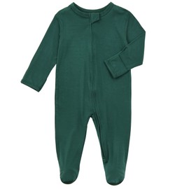 Aablexema Baby Footie Pajamas Zipper - Rayon from Bamboo Infant Footed Pjs with Mittens Sleepwear Jammies(Green, 3-6m)