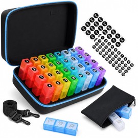 Monthly Pill Box Organiser 3 Times a Day with Hard Travel Case 31 Day