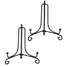JJiaoLinin 2 Pack Plate Holder Display Stand, Picture Frame Holder Stand, Black Iron Easel Stands, Bowl Holders Display Stand, for Pictures Frames, Photo, Books, Card, Tablets and Art（4 Inch）