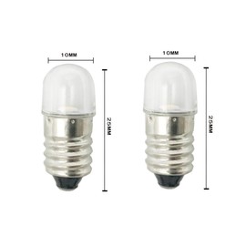 10pcs E10 LED Bulbs 12V Cool White E10 Miniature Screw LED Lamps 0.5Watts 65Lm 12 Volt Miniature Flashlight Bulbs