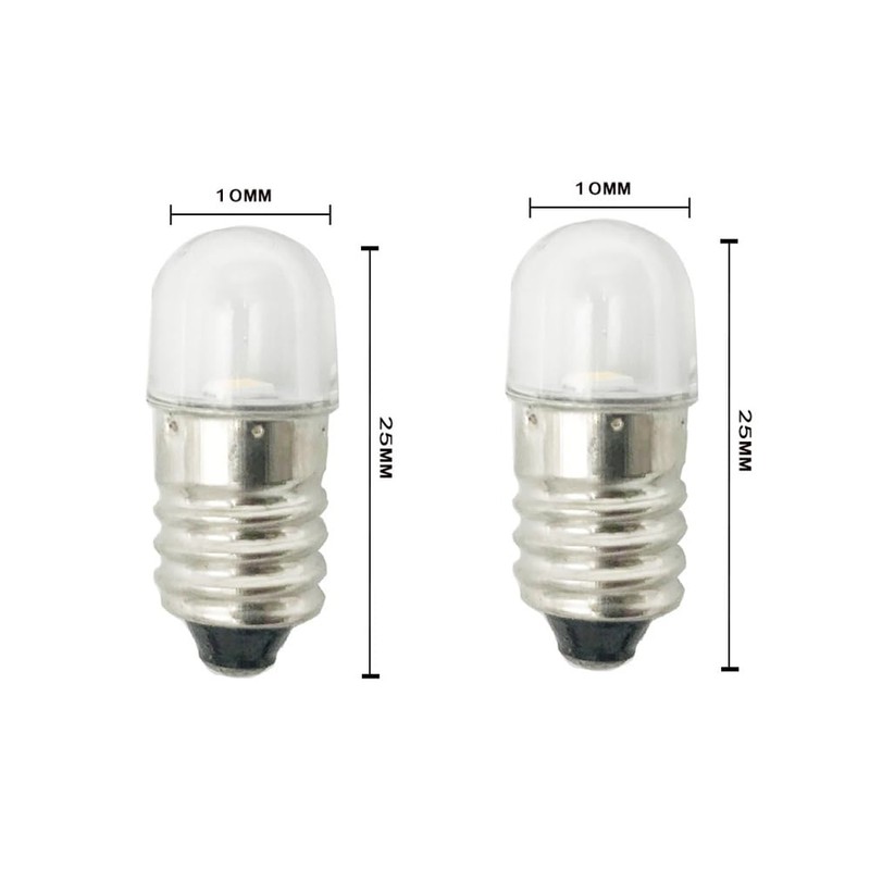10pcs E10 LED Bulbs 12V Cool White E10 Miniature Screw