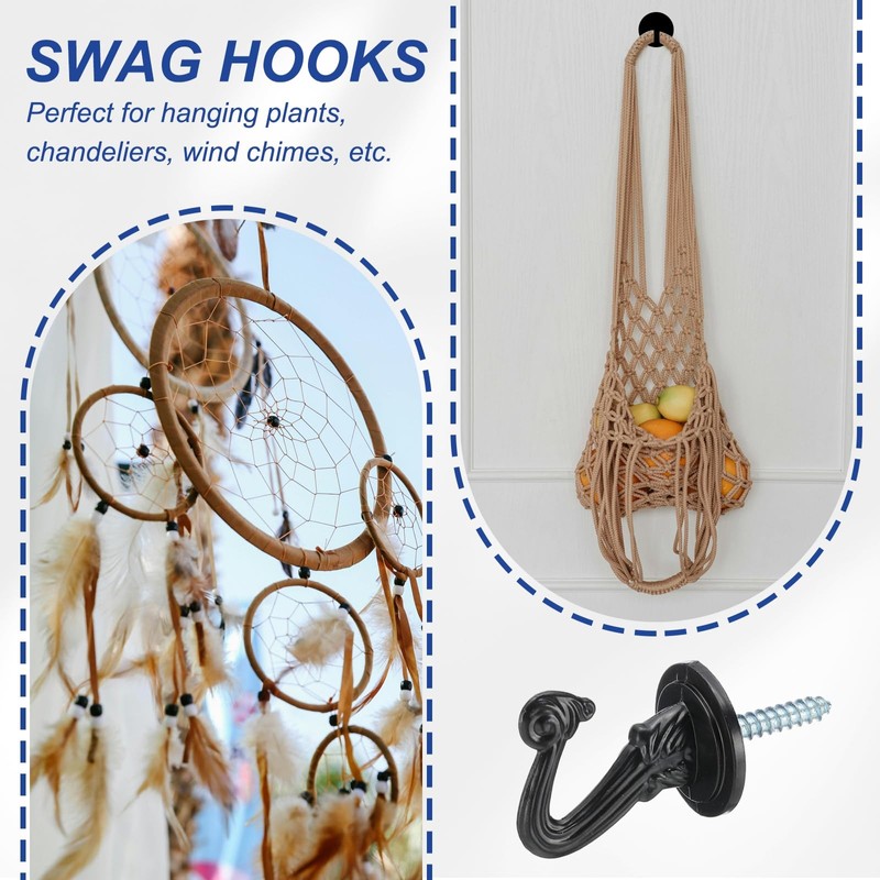 PATIKIL Swag Hooks, 4 Pcs Heavy Duty Ceiling Hooks with