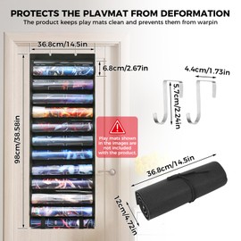 Lconvicely 11+1 Playmat Tube Holder for MTG with Tube Compartment - Hanging Play Mat Bag for 60 x 35 cm Standard Mats, Compatible with TCG/MTG, Suitable for 7.2 cm Tubes & 65 mm Rolled Mats