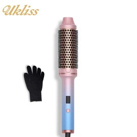 UKLISS Thermal Brush,1.5 in Curling Brush Curling Iron,LCD Display 10 Temperatures Heated Curling Brush Volumizing Brush,Ceramic Tourmaline Ionic Curling Comb 110-240V Travel Curling Iron, Heated Round Brush,Mother's Day gift recommendations - Color: mul