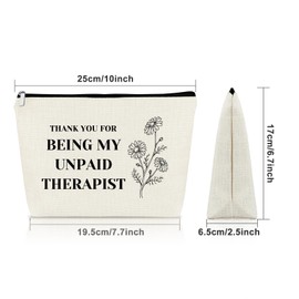 Therapist Appreciation Gifts Makeup Bag Thank You Gifts for Psychologist Friendship Gifts for Coworkers Cosmetic Bag Unpaid Therapist Gifts for Sister Bestie Christmas Birthday Present Travel Pouch