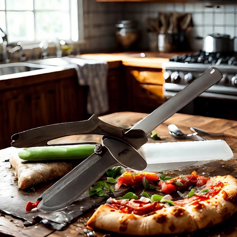 Cutting Board Scissor,Kitchen Food Scissors,2 in 1 Smart Cutter Food