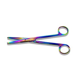 Cynamed Mayo Dissecting Scissors with Multicolor/Rainbow Titanium Coating - Long, Thick Precision Shears - Premium Quality Instrument (6.75 in, Straight Blades)