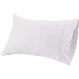 ShanDreamz 100% Cotton Percale Pillowcases, Breathable Pillow Covers, Airy Light Weight Fabric, Moisture Wicking for Hot Sleepers, Best for Home Spa & Hotel (White Stripe Queen/Standard 20"x30", 4)