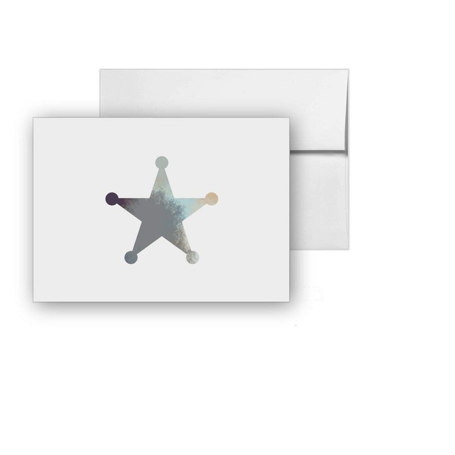 Star Sheriff Badge, Printable Blank Card Invitation Pack, 15 cards at 4x6, with White Envelopes, ID 942017