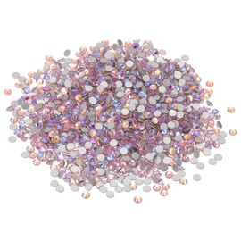 PATIKIL SS10/1440Pcs Glass Diamante Rhinestone, Crystal Glass Flat Back Rhinestones Round Crystal Man Made Gems Diamond Decor for Nail Art Craft Clothes DIY Makeup, AB Pink
