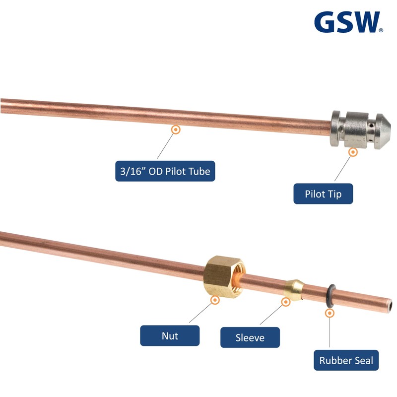 GSW WR-PTC22 3/16"OD x 22"L Bendable Pilot Tubing with Pilot