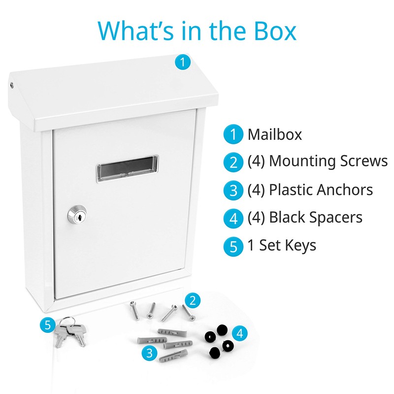Serenelife Weatherproof Wall Mount Locking Mailbox Galvanized Steel Drop Box