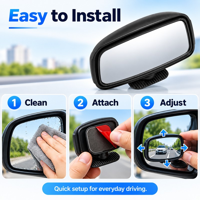 360° Adjustable Blind Spot Mirror for Cars – Wide-Angle Convex