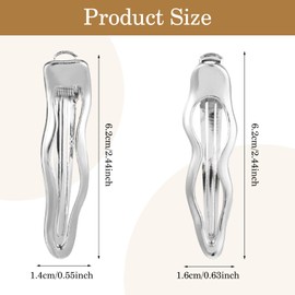 Pack of 4 Duckbill Hair Clips, Mabor Y2k Accessories Clips Hair Silver Hair Clips Metal Hair Clips Women's Alligator Hair Clips Small Duckbill Hair Clip Silver for Girls Women