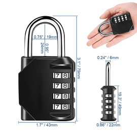 Ibergrif Combination Padlock,4 Digit Coded Zinc Alloy Heavy Duty Locker Lock 2 Pack Weatherproof Padlock for School & Gym Locker,Fence,Garage,Gate, Storage Case,Toolbox & Shed,Black