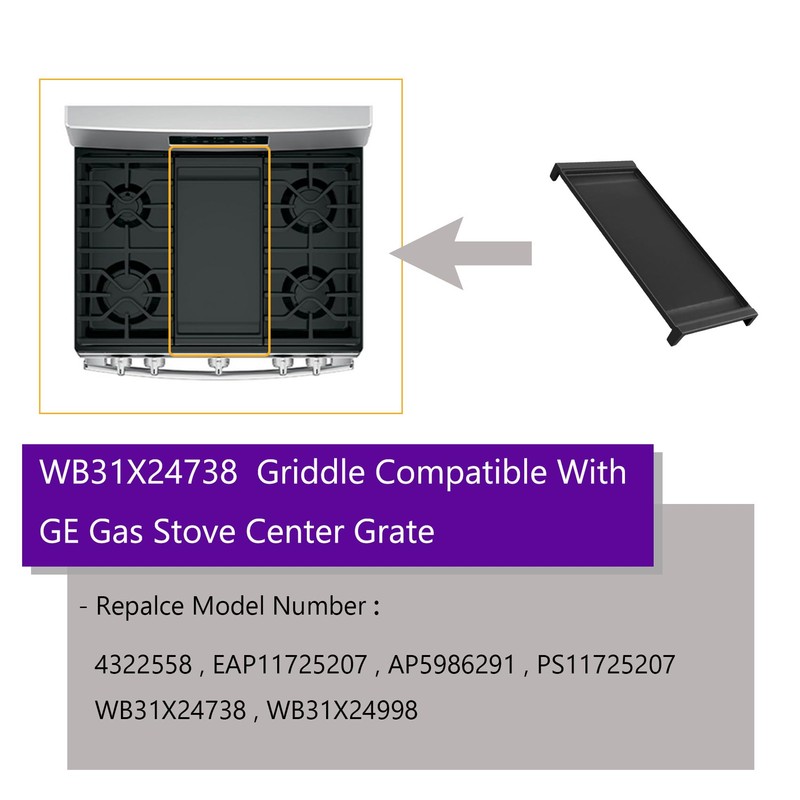 CHILIPILI WB31X24738 Griddle Replacement Parts for GE Gas Stove, Cast