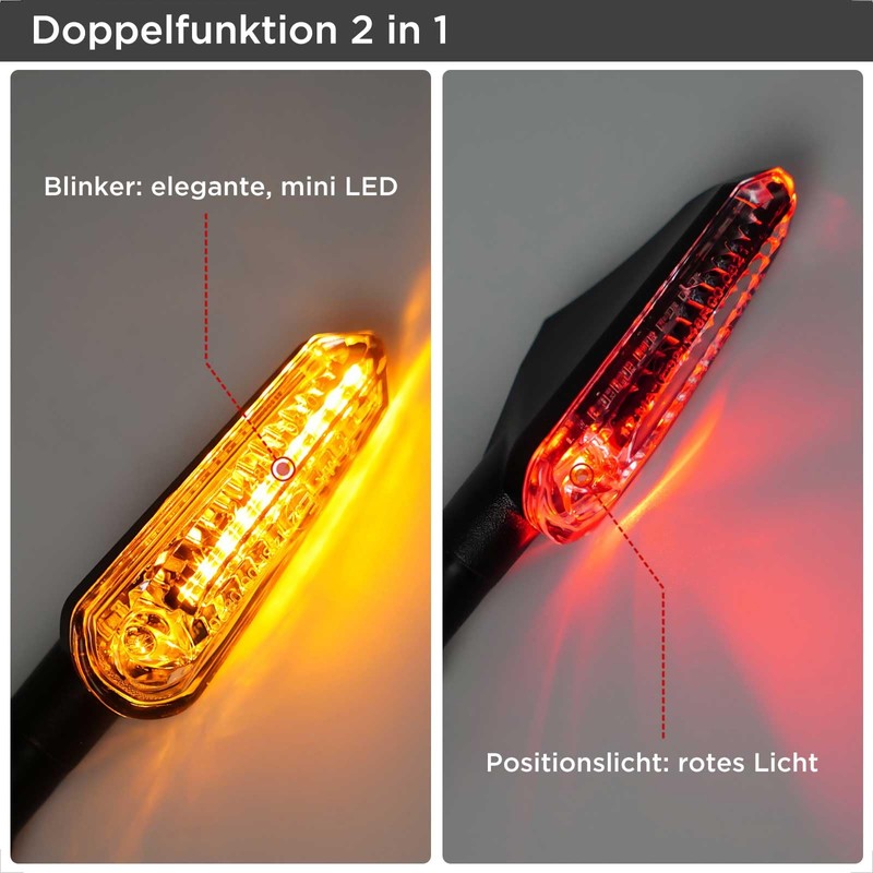 evermotor Running Effect Motorcycle Indicator LED E-Approved, Pack of 2
