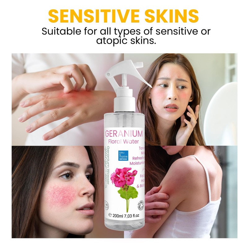 Natural Skin Facial Toner 200 ml Geranium Floral Water (Hydrolat)