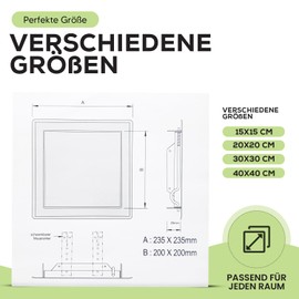 Inspection Flap 20 x 20 cm with Snap Lock Premium I Inspection Door 200 x 200 mm Push to Open Steel White Coated