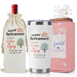 TOONGEEN Retirement Gifts for Women Men, Retired Gifts for Colleagues, 20oz Happy Retirement Cup Retired Presents Ideas for Teacher, Women Friend, Coworker, Ladies(White)