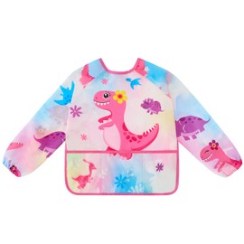 Grembiule da Pittura Bambini - Dinosauro Impermeabile Grembiule Pittura Bambini per Ragazzi Grembiulino Scuola Maniche Lunghe Grembiule da Artista per 4-7 anni Grembiule da Bambino con 3 Tasche