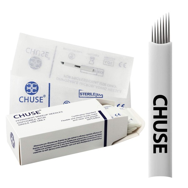 Chuse S7 50pcs Permanent Makeup Needle Manual Eyebrow Tattoo Microblade 7 Sloped Needles