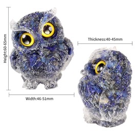 Rockcloud Resin Lapis Lazuli Crystal Owl Statue Pocket Stone, Handmade Orgone Owl Animal Figurine for Home Office Desktop Decor, Blue