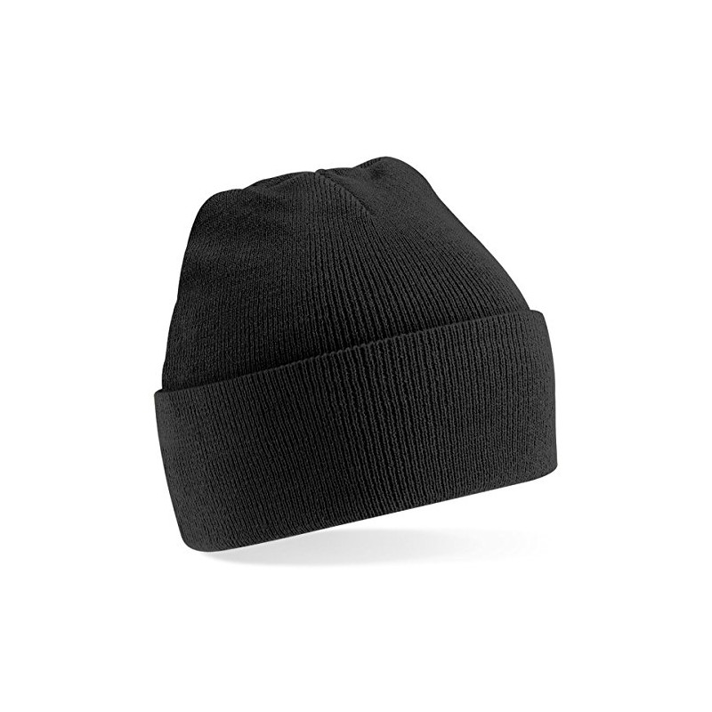 Beechfield Unisex Baseball Cap Turn-up Beanie - Black