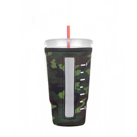 Reusable Insulator Neoprene Cup Sleeve for Iced Beverages and Coffee (Camo, Large)