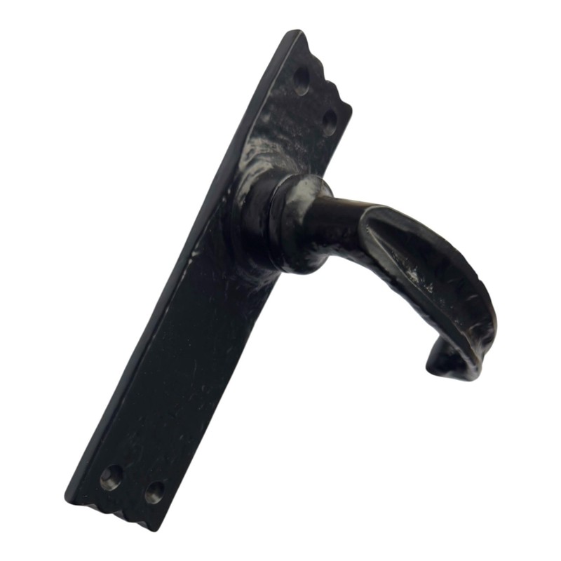 Cast Iron Antique Door Handles Set, Black Lever with Latch