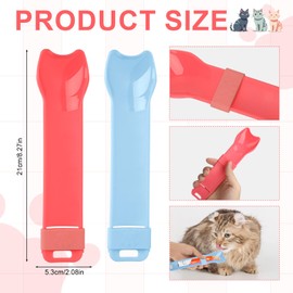 2pcs Cat Strip Feeders, Kitten Lickable Snack Spoon Intelligent Cat Strip Feeder Multi-Functional Cat Puree Spoon Cat Snack Strip Spoon for Dogs and Cats (Pink, Blue)