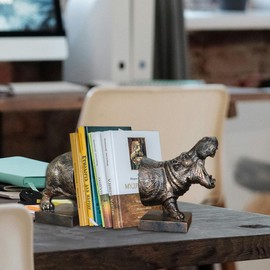 Set of 2 Polyresin Faux Hippo Bookend,Art bookend, Homedecor for Kids (Copper), FZ20995-C