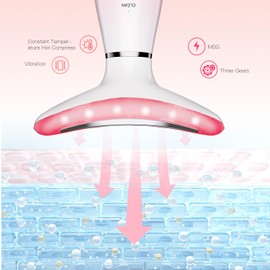 Neck Face Massager, 3-in-1 Facial Massager, Face Sculpting Tool for Skin Care at Home with Vibration and Thermal (Pink)