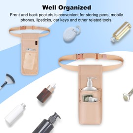 SITHON - Bolsa profesional para botella de masaje para 1 botella, organizador de aceite de loción de masaje, funda para terapeuta de masaje con cinturón ajustable, múltiples bolsillos (solo bolsa) (oro rosa)