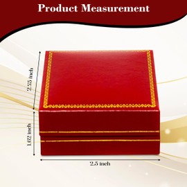 Novel Box Red Jewelry Box for Earrings Tree 2.5x2.75x1.62 Inches - Earring Gift Box with Gold Trim - Faux Leatherette Earring Holder Box - Gift Presentation Boxes for Earrings Only