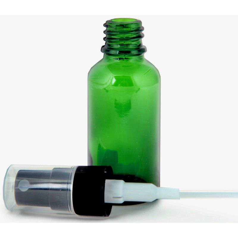 Vivaplex, 12, Green, 1 oz Glass Bottles, with Black Fine