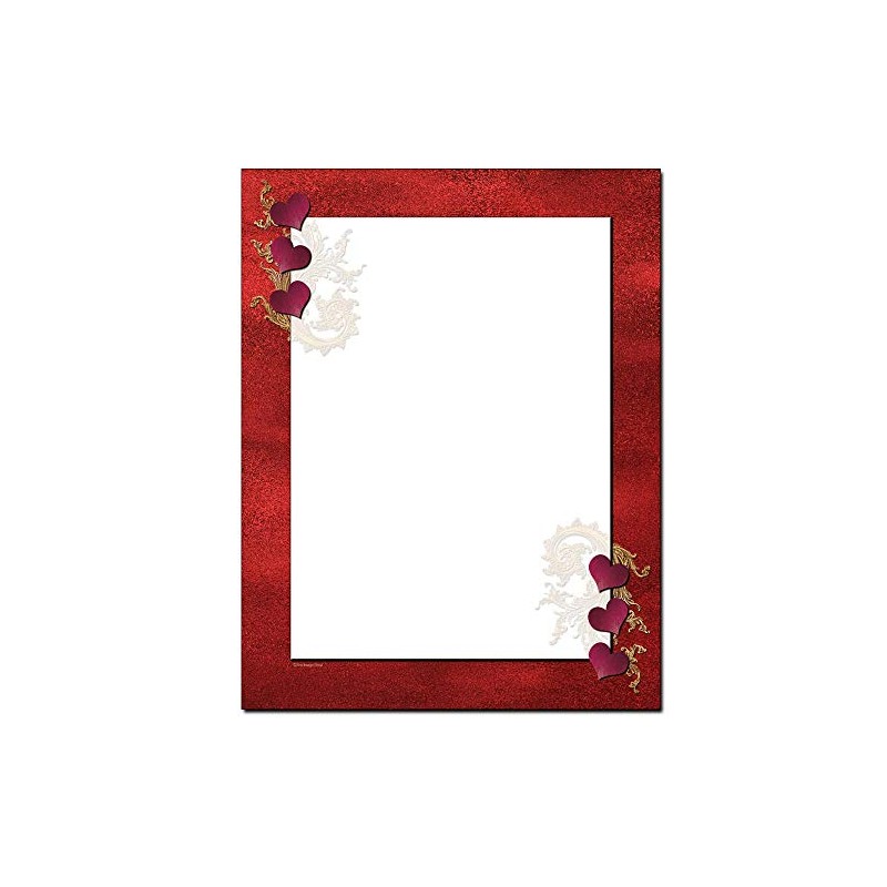 Red Velvet Hearts Letterhead Laser & Inkjet Printer Paper (25