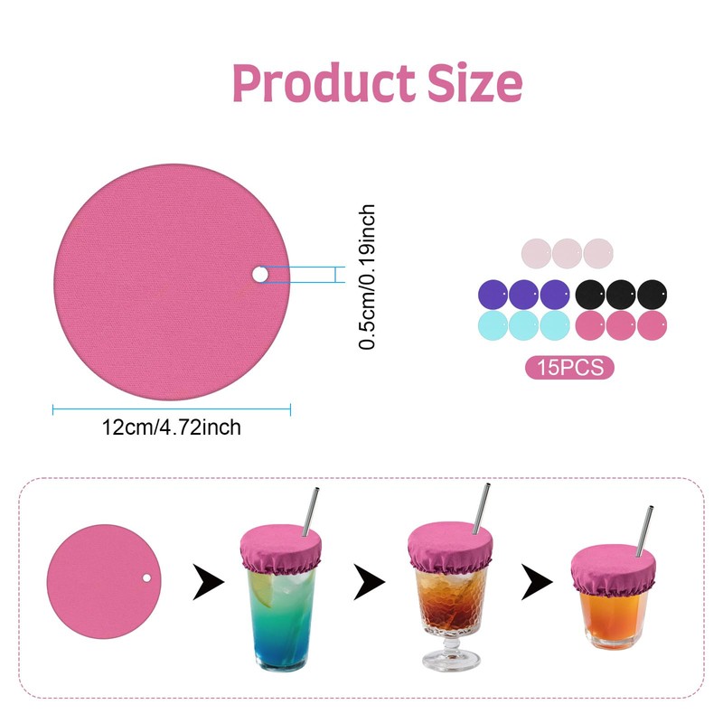 atnayo 15 Pcs Drink Covers Anti Spike, Reusable & Washable