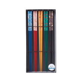 Ishida 61044-5 Chopsticks with Black Pasting Box, 5 Pairs, Antibacterial, Flower Calendar, 9.1 inches (23 cm)