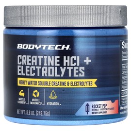 BODYTECH Creatine HCl + Electrolytes Powder - Highly Water-Soluble & Bioavailable - Supports Hydration & Performance - Rocket Pop (8.8 oz, 75 Servings)