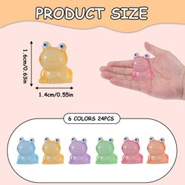 24 PCS Mini Resin Frogs, Mini Resin Animals Tiny Frogs Figurines Glow in the Dark, Miniature Figurine Luminous Ornaments for Garden DIY Micro Landscape Car Aquarium Dollhouse Decoration Craft