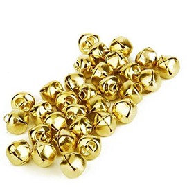 YIGO 50pcs 25mm(1 inch) Iron Loose Beads Small Jingle Bells Christmas Decoration Pendants DIY Crafts Handmade Accessories (25MM(1 inch), Gold)