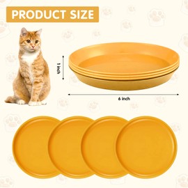 kymqlyw 4 Pcs Whisker Fatigue Relief Cat Bowl Shallow Cat Food Dish 6 Inch Cat Wet Feeding Bowls Wide and Short Legged Cat and Small Pet Plate for Kittens,Wheat Straw（ Yellow）