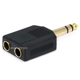 Monoprice 6.35mm (1/4 Inch) Stereo Plug to 2 x 6.35mm (1/4 Inch) Stereo Jack Splitter Adaptor - Gold Plated