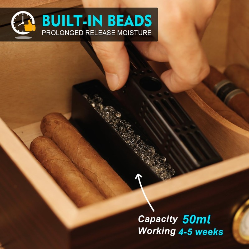 Humidor Cigar Humidifier,Cigars Humidor Solutions Set, 3-Way Humidification System, Keep