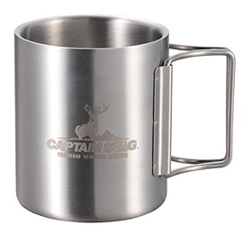 キャプテンスタッグ(CAPTAIN STAG) アウトドア コップ マグカップ マグ カップ タンブラー 250ml ダブルステンレス 中空二重構造 折りたたみハンドル ステンレス製 NEWフリーダム UH-2018