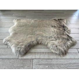 LAMBZY Faux Sheepskin Super Soft Hypoallergenic Free Shape Silky Shag Rug, Luxury Shaggy Plush Carpet for Bedroom Living Kids Room Sofa Rugs (Brown with Beige Tips, Double Side by Side 3'x4')
