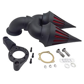 AfterMokit Twin Air Cleaner Filter for Heritage Softail Deluxe Springer Softail Fat Boy Dyna Wide Glide Electra Glide Road Glide Road King Street Glide with CV Carb 5.9 inch Mount Hole Center Black