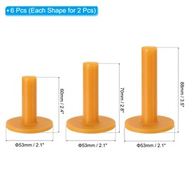 PATIKIL 6 Pcs Rubber Golf Tees Mixed Size Golf Practice Tees Training Driving Range Tees Stable Golf Ball Holder Outdoor Indoor Hitting Mat Yellow